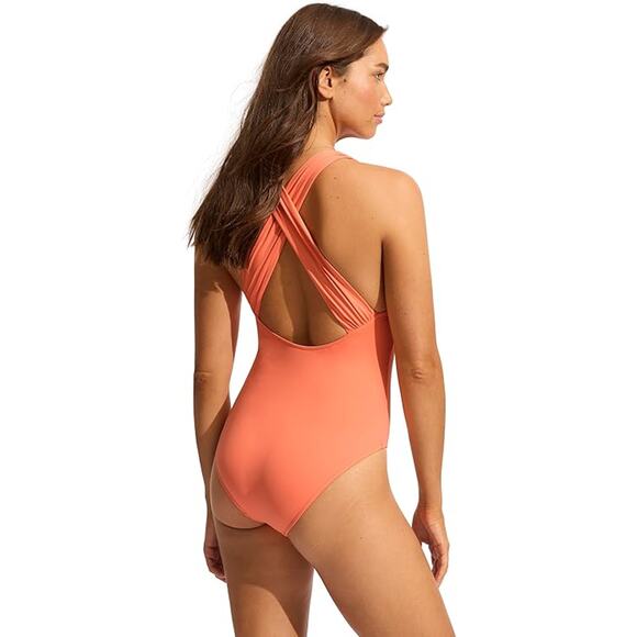 Seafolly Collective Cross Back One Piece - Melon NWT SIZE 4 - Picture 2 of 2